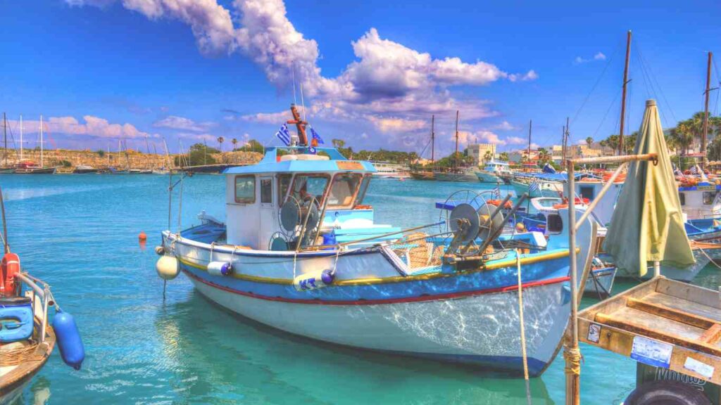 Kos Island Harbor with Tour boats